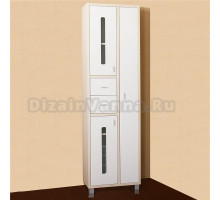 Шкаф-пенал Бриклаер Бали 57 светлая лиственница, белый глянец, с бельевой корзиной