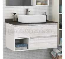 Тумба с раковиной Comforty Прага 90 дуб белый, столешница антрацит