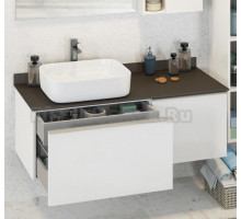 Тумба с раковиной Comforty Милан 120 белый глянец, столешница антрацит