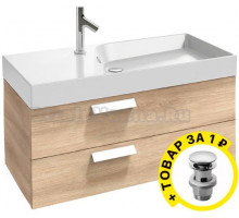 Тумба с раковиной Jacob Delafon Rythmik 100 квебекский дуб + донный клапан