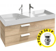 Тумба с раковиной Jacob Delafon Rythmik 120 квебекский дуб + донный клапан