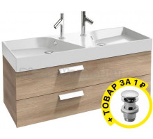 Тумба с раковиной Jacob Delafon Rythmik 120 арлингтонский дуб + донный клапан