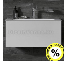 Тумба с раковиной Keuco Plan 100 белая, со смесителем и набором аксессуаров