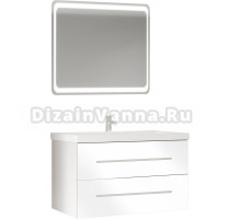 Мебель для ванной Marka One Mix 80П с 2 ящиками, белый глянец, ручки рейлинг