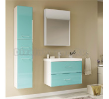 Мебель для ванной Marka One Mix 60П с 2 ящиками, бирюзовое стекло, ручки рейлинг