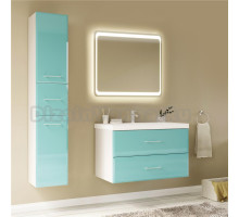 Мебель для ванной Marka One Mix 80П с 2 ящиками, бирюзовое стекло, ручки рейлинг