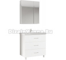 Мебель для ванной Marka One Mix 70Н с 3 ящиками, белый глянец, ручки рейлинг