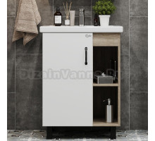 Тумба с раковиной Onika Тимбер 60.01 белая, дуб сонома