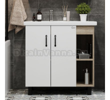 Тумба с раковиной Onika Тимбер 80.10 R, белая, дуб сонома