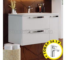 Тумба с раковиной Roca Lago 80 белый глянец + смеситель