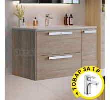 Тумба с раковиной Roca Lago 80 светлый дуб + смеситель