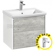 Тумба с раковиной Roca Ronda 60 белая, бетон + смеситель