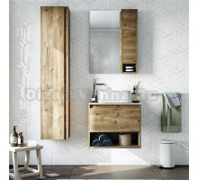 Мебель для ванной STWORKI Карлстад 60 дуб рустикальный, простоун беж, с отверстием под смеситель