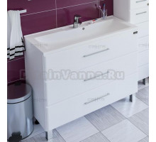 Тумба с раковиной СанТа Омега 100 напольная белая без доводчиков