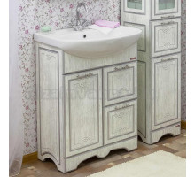 Тумба с раковиной Sanflor Адель 65 белая, патина серебро