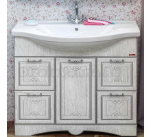 Тумба с раковиной Sanflor Адель 100 белая, патина серебро