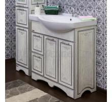 Тумба с раковиной Sanflor Адель 82 белая, патина серебро, L