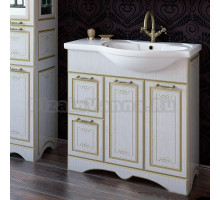 Тумба с раковиной Sanflor Адель 82 белая, патина золото, L