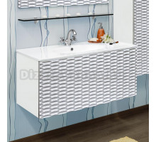 Тумба с раковиной Sanflor Белла 100 белая, патина серебро