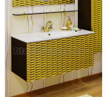 Тумба с раковиной Sanflor Белла 100 шоколадный, патина золото