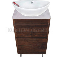 Тумба с раковиной Style Line Атлантика 60 напольная, старое дерево, белый глянцевый мрамор