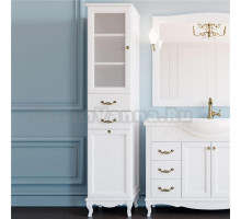 Шкаф-пенал ValenHouse Эллина 40 L с бельевой корзиной, белый, фурнитура бронза