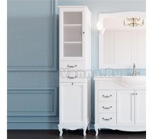 Шкаф-пенал ValenHouse Эллина 40 L с бельевой корзиной, белый, фурнитура хром