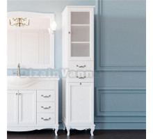 Шкаф-пенал ValenHouse Эллина 40 R с бельевой корзиной, белый, фурнитура хром