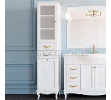 Шкаф-пенал ValenHouse Эллина 40 L с бельевой корзиной, белый, фурнитура золото