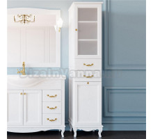 Шкаф-пенал ValenHouse Эллина 40 R с бельевой корзиной, белый, фурнитура золото