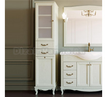 Шкаф-пенал ValenHouse Эллина 40 L с бельевой корзиной, слоновая кость, фурнитура бронза