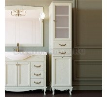 Шкаф-пенал ValenHouse Эллина 40 R с бельевой корзиной, слоновая кость, фурнитура бронза