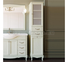 Шкаф-пенал ValenHouse Эллина 40 R с бельевой корзиной, слоновая кость, фурнитура хром