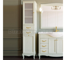 Шкаф-пенал ValenHouse Эллина 40 L с бельевой корзиной, слоновая кость, фурнитура золото