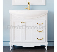 Тумба для комплекта ValenHouse Эллина 85 белая, фурнитура золото