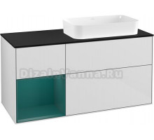 Тумба для комплекта Villeroy & Boch Finion G272GSGF 120 см, glossy white, cedar matt, внутренняя подсветка, настенная подсветка