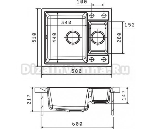 Мойка кухонная Florentina Липси 580К грей dizainvanna.ru