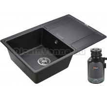 Комплект Мойка кухонная Paulmark Flugen PM217850-BL черный + Измельчитель отходов Bort Alligator 93410754