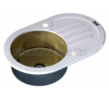 Мойка кухонная Zorg Inox Glass GL-7851-OV-WHITE-BRONZE белое стекло
