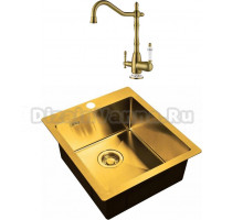 Комплект  Мойка кухонная Zorg Light ZL R 450510 BRONZE + Смеситель Zorg Sanitary ZR 312 YF-50-BR для кухонной мойки