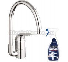 Смеситель Grohe Euroeco 32752000 для кухонной мойки + Средство для очистки хромированных нержавеющих поверхностей Grohe Grohclean 48166000 500 мл