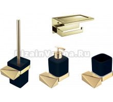 Набор Boheme New Venturo Ершик 10319-G-B + Дозатор 10317-G-B + Держатель туалетной бумаги 10311-G с полкой для телефона + Стакан 10314-G-B