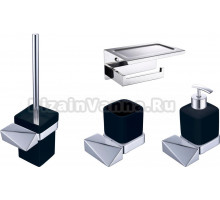 Набор Boheme New Venturo Ершик 10319-CR-B + Стакан 10314-CR-B + Дозатор 10317-CR-B + Держатель туалетной бумаги 10311-CR с полкой для телефона