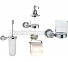 Набор Boheme Royal Cristal Ершик Chrome + Стакан Chrome + Держатель туалетной бумаги Chrome с крышкой + Дозатор Chrome