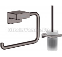 Набор Hansgrohe AddStoris Держатель туалетной бумаги 41771340 + Ершик 41752340 шлифованный черный хром