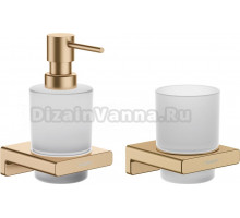 Набор Hansgrohe AddStoris Стакан 41749140 + Дозатор 41745140, шлифованная бронза