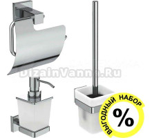 Набор Ideal Standard IOM I1002PR Держатель туалетной бумаги + Ершик + Дозатор, хром