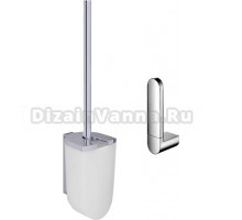 Набор Keuco Ершик Elegance new 11664 с крышкой + Держатель для запасных рулонов Elegance new 11663 хром
