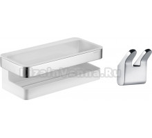 Набор Keuco Полка Collection Moll 12758 хром, белая + Крючок Collection Moll 12713 хром, двойной