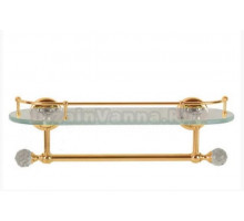 Полка Migliore Amerida ML.AMR-60.429.BR с галереей, L36 cv с полотенцедержателм Swarovski, золото